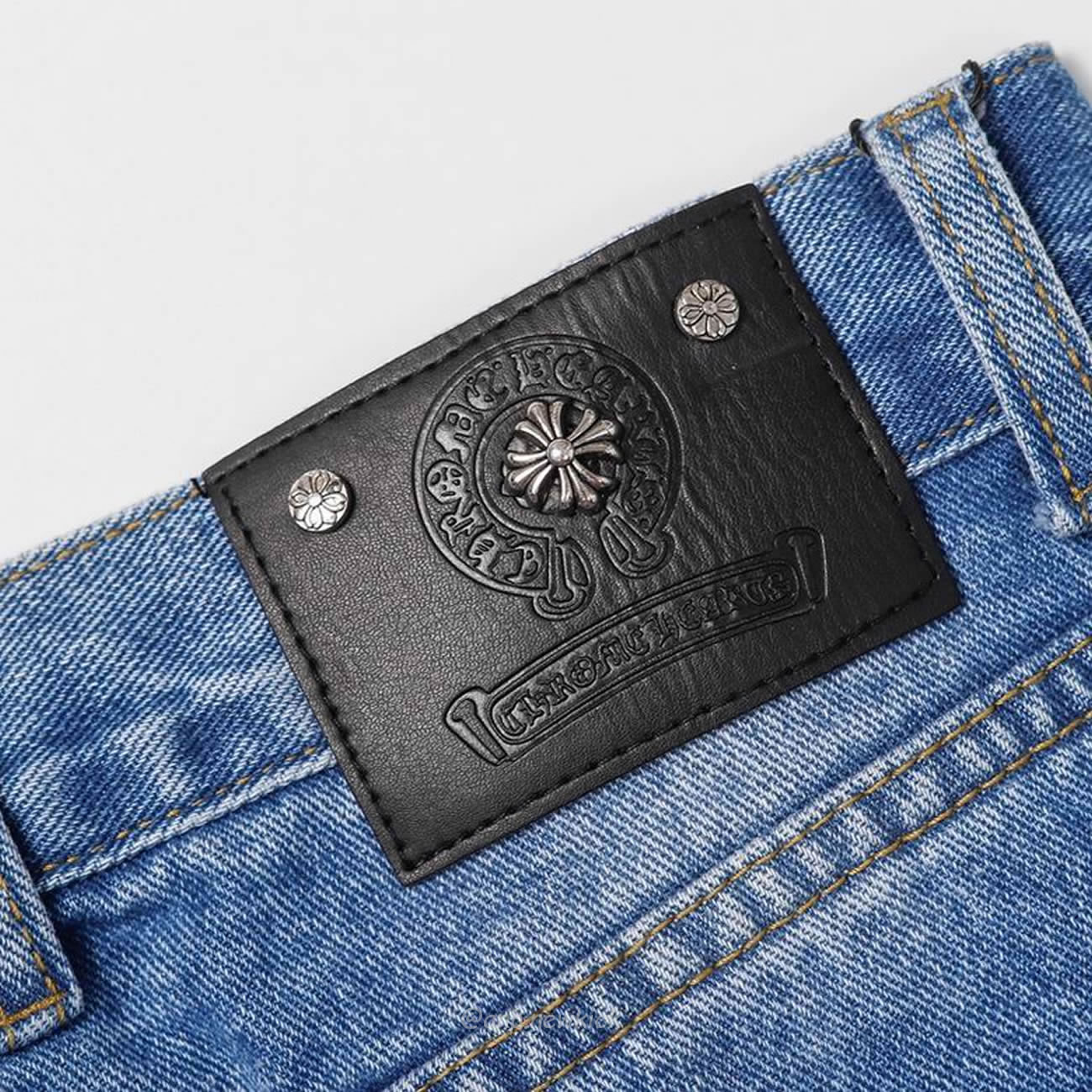 Chrome Hearts Blue Speckle Jeans Cross (11) - newkick.org